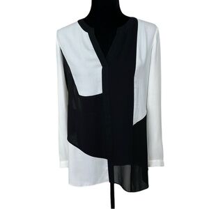 Chico’s Black Label Black White Cutout back Blouse